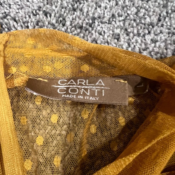 Carlo Conti Yellow High Neck Sleeveless Sheer Fully Lined Maxi Dress Size L - Picture 3 of 9